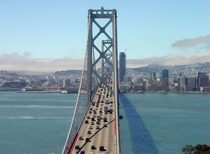 Upper Deck of the Bay Bridge in San Francisco, California